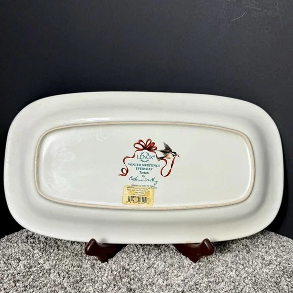Lenox Christmas Winter Greetings Everyday Tartan Hors D'Oeuvre Tray 14" EUC - Picture 2 of 6